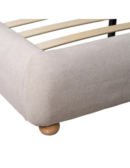 Lit design matelassé en tissu beige