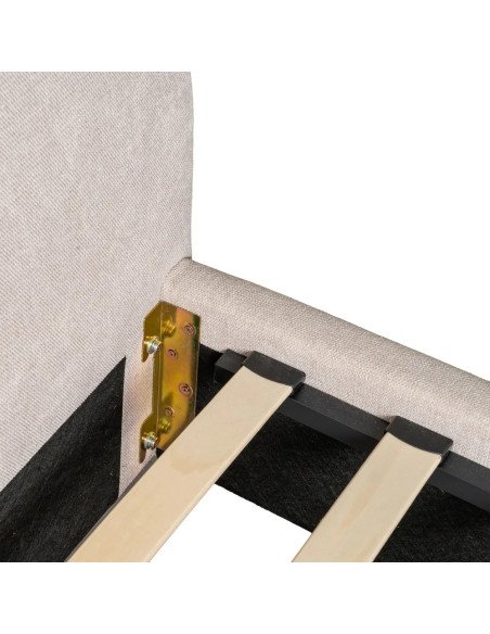 Lit design matelassé en tissu beige