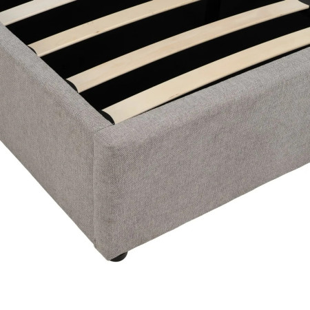 Lit coffre matelassé tissu gris