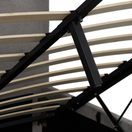 Lit coffre matelassé tissu gris