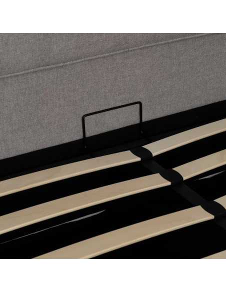 Lit coffre matelassé tissu gris