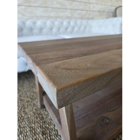 Table basse double plateau patine grisée Table basse double plateau patine grisée