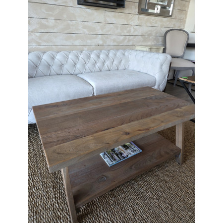 Table basse double plateau patine grisée Table basse double plateau patine grisée