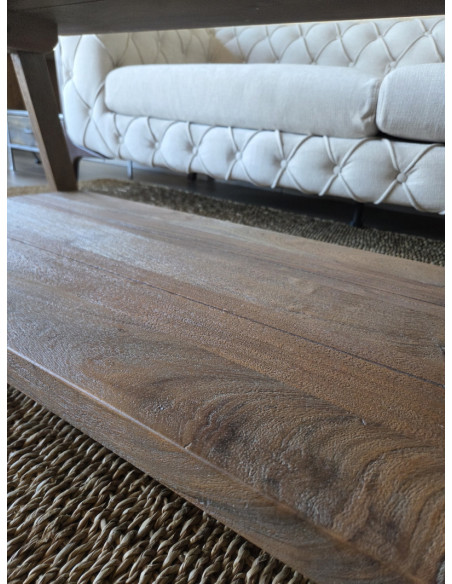 Table basse double plateau patine grisée