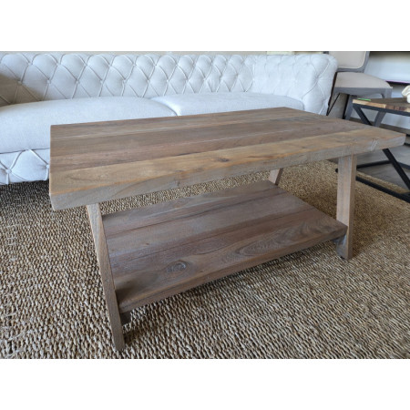 Table basse double plateau patine grisée Table basse double plateau patine grisée