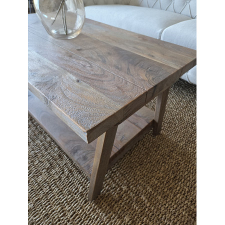 Table basse double plateau patine grisée Table basse double plateau patine grisée