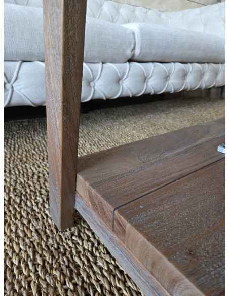 Table basse double plateau patine grisée