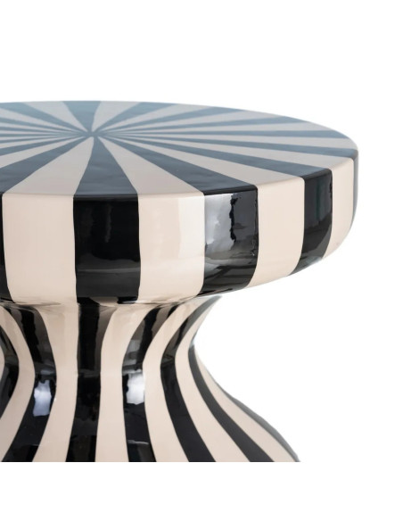 Table d'appoint motif zèbre noir et blanc