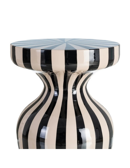 Table d'appoint motif zèbre noir et blanc