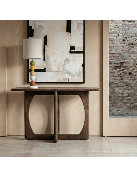 Console design en bois de manguier marron