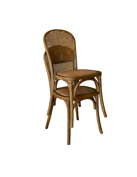 Chaise style bistrot en chêne et dossier rotin