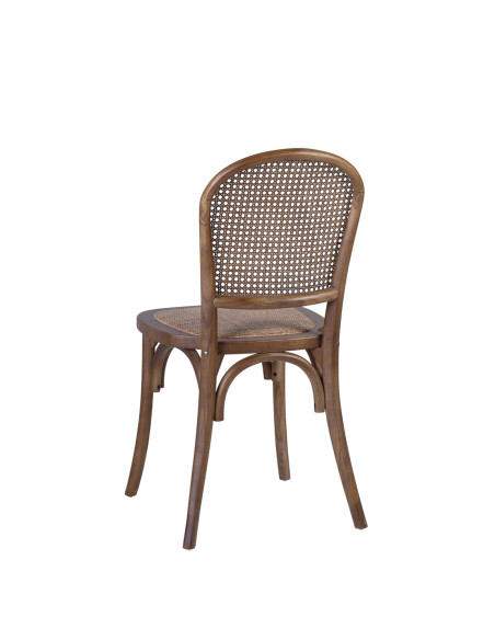 Chaise style bistrot en chêne et dossier rotin