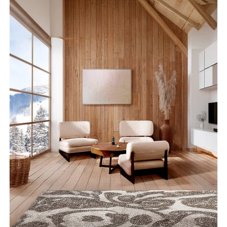 Fauteuil bas contemporain en laine