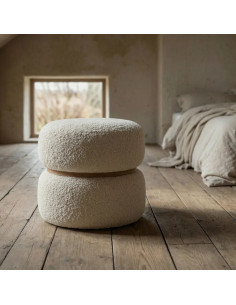 Pouf rond tissu bouclette...