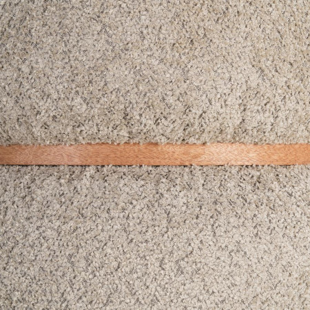 Pouf rond tissu bouclette ceinture bois