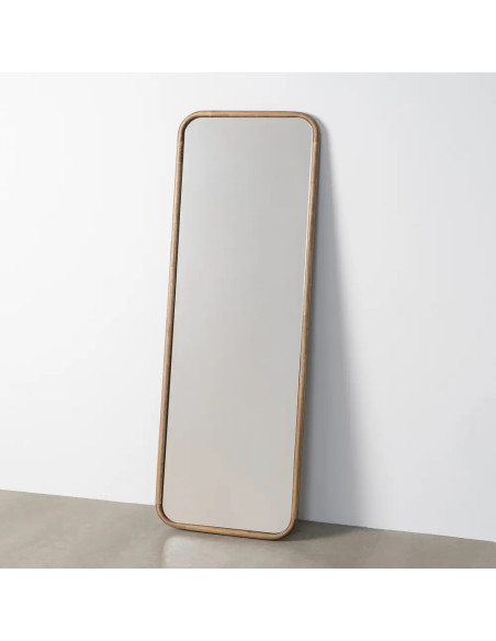 Miroir en bois clair aux bords arrondis