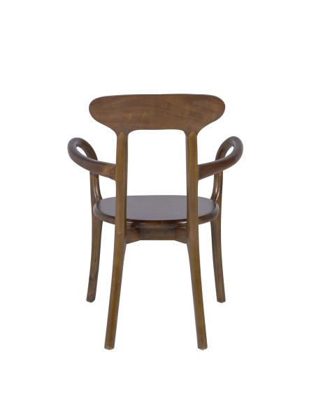 Fauteuil de repas en teck massif teinté marron