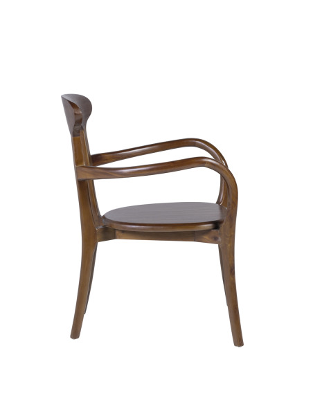 Fauteuil de repas en teck massif teinté marron