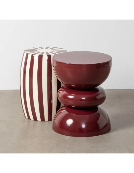 Table d'appoint ou tabouret motif rayé Bordeaux