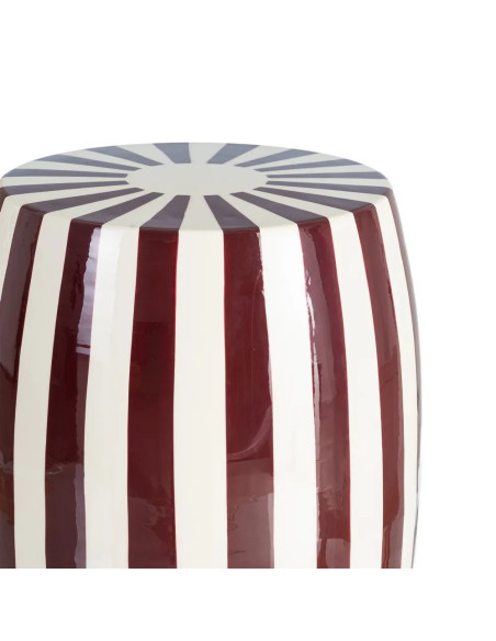 Table d'appoint ou tabouret motif rayé Bordeaux