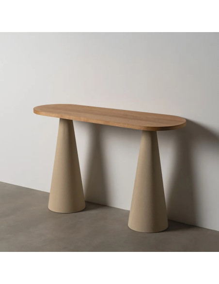 Console plateau ovale avec pieds métal