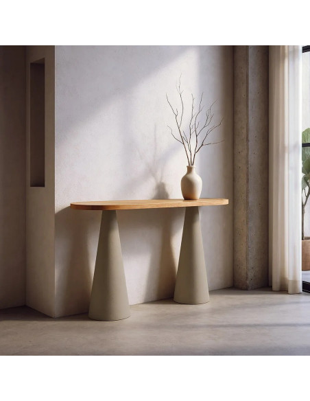 Console plateau ovale avec pieds métal