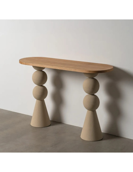 Console plateau ovale avec pieds métal