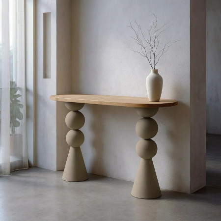 Console plateau ovale avec pieds métal Console plateau ovale avec pieds métal