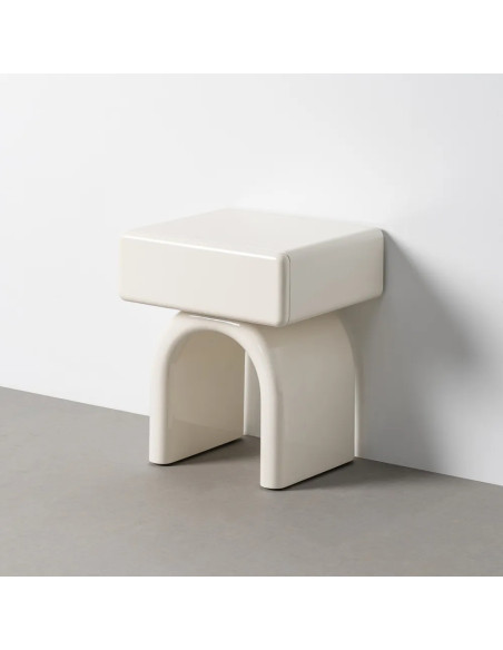 Chevet arche avec tiroir laqué crème