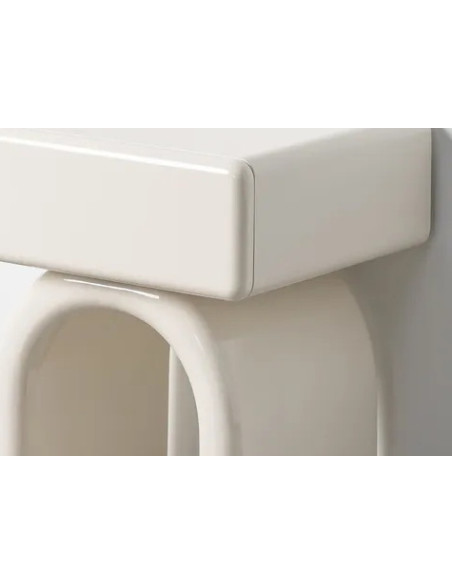 Chevet arche avec tiroir laqué crème