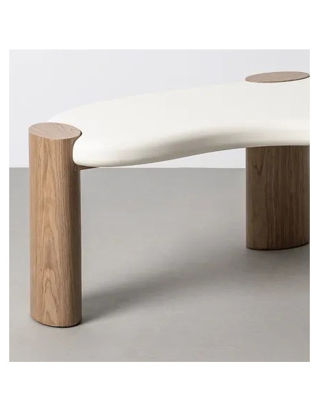 Table de salon style organique forme haricot