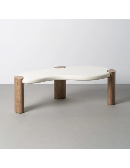 Table de salon style organique forme haricot