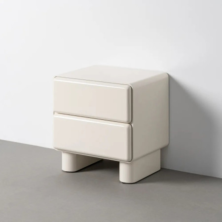 Table de chevet 2 tiroirs bois laqué