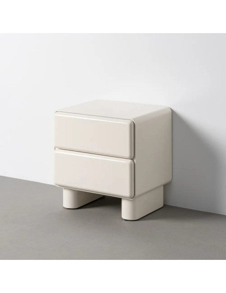 Table de chevet 2 tiroirs bois laqué