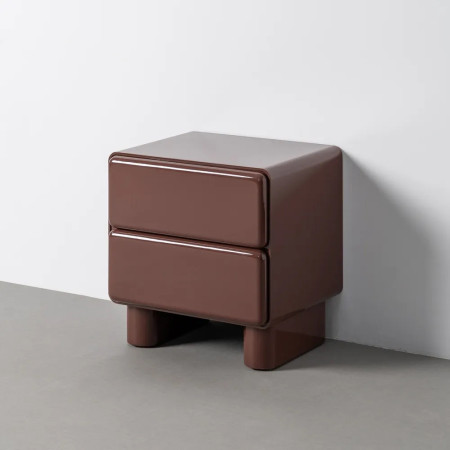 Table de chevet 2 tiroirs bois laqué