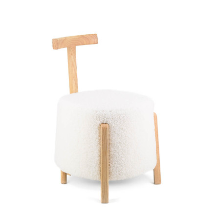 Pouf rond avec poignée tissu moumoute...