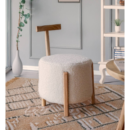 Pouf rond avec poignée tissu moumoute...