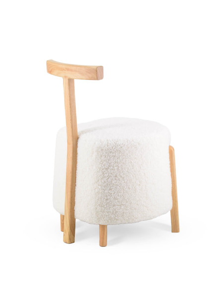 Pouf rond avec poignée tissu moumoute en laine