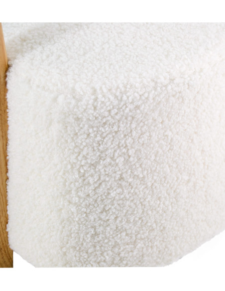 Pouf rond avec poignée tissu moumoute en laine