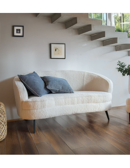 Canapé banquette forme haricot tissu laine