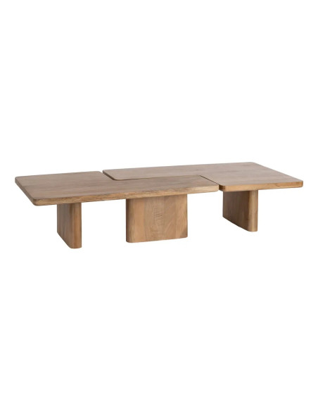 Lot de 2 tables basses modulables en bois massif clair