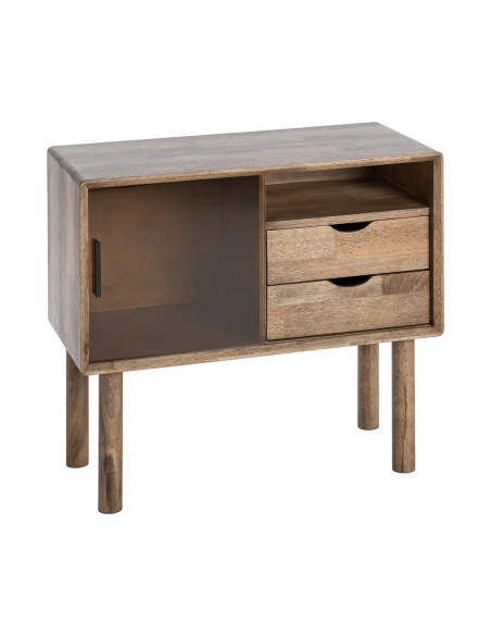 Meuble pour vinyles avec deux tiroirs