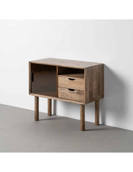 Meuble pour vinyles avec deux tiroirs