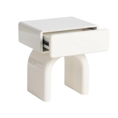 Chevet arche avec tiroir laqué crème