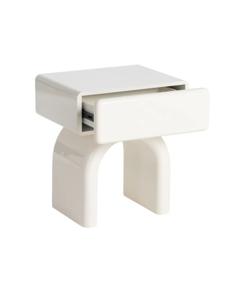 Chevet arche avec tiroir laqué crème