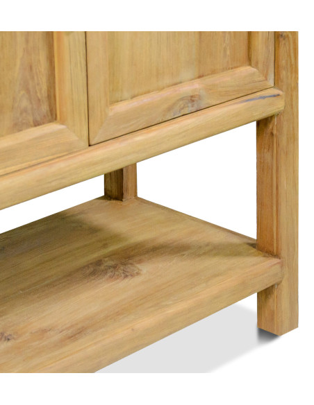 Buffet quatre portes avec étagère en teck massif