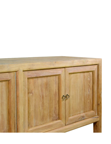 Buffet quatre portes avec étagère en teck massif