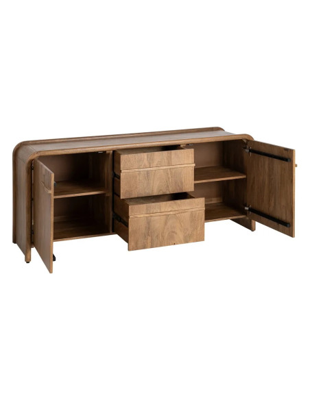 Bahut arrondi en bois massif de manguier avec tiroirs