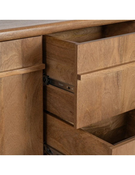 Bahut arrondi en bois massif de manguier avec tiroirs