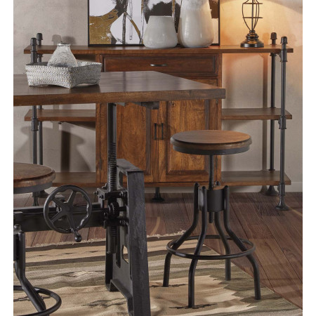 Tabouret rond en bois massif réglable